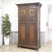 英国アンティーク◆オーバル姿見付きワードローブ イギリス ビンテージ家具 1920年頃 オーク材 イギリス アンティーク・ワードローブ antique81140
